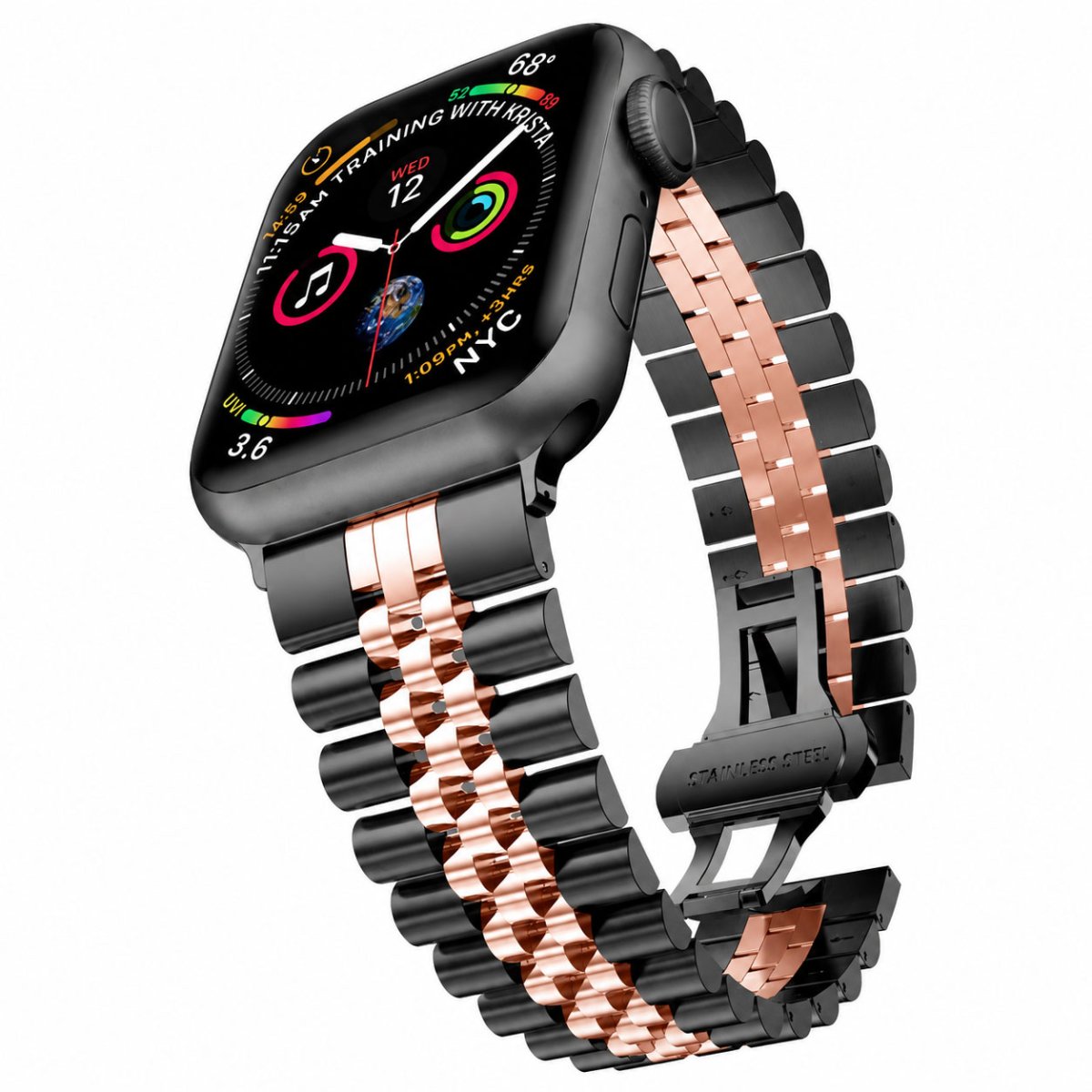 画像18: アップルウォッチ バンド  ベルト apple watch ステンレス バンド 49mm 44mm/45mm/46ｍｍ ULTRA ウルトラ バンド ベルト  高級  バタフライバックル ブラック オレンジ メンズ  スポーツ   6 /7/8/9/10/11/ULTRA/SE ステンレススチール (18)