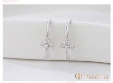 画像5: シルバー９２５  クロス 十字架 フープ  リング ジルコニア リングピアス ドロップピアス 片方 両耳 ピアス メンズ レディース  多角カッティング リングデザイン シルバー９２５ フープピアス 極小クロス (5)