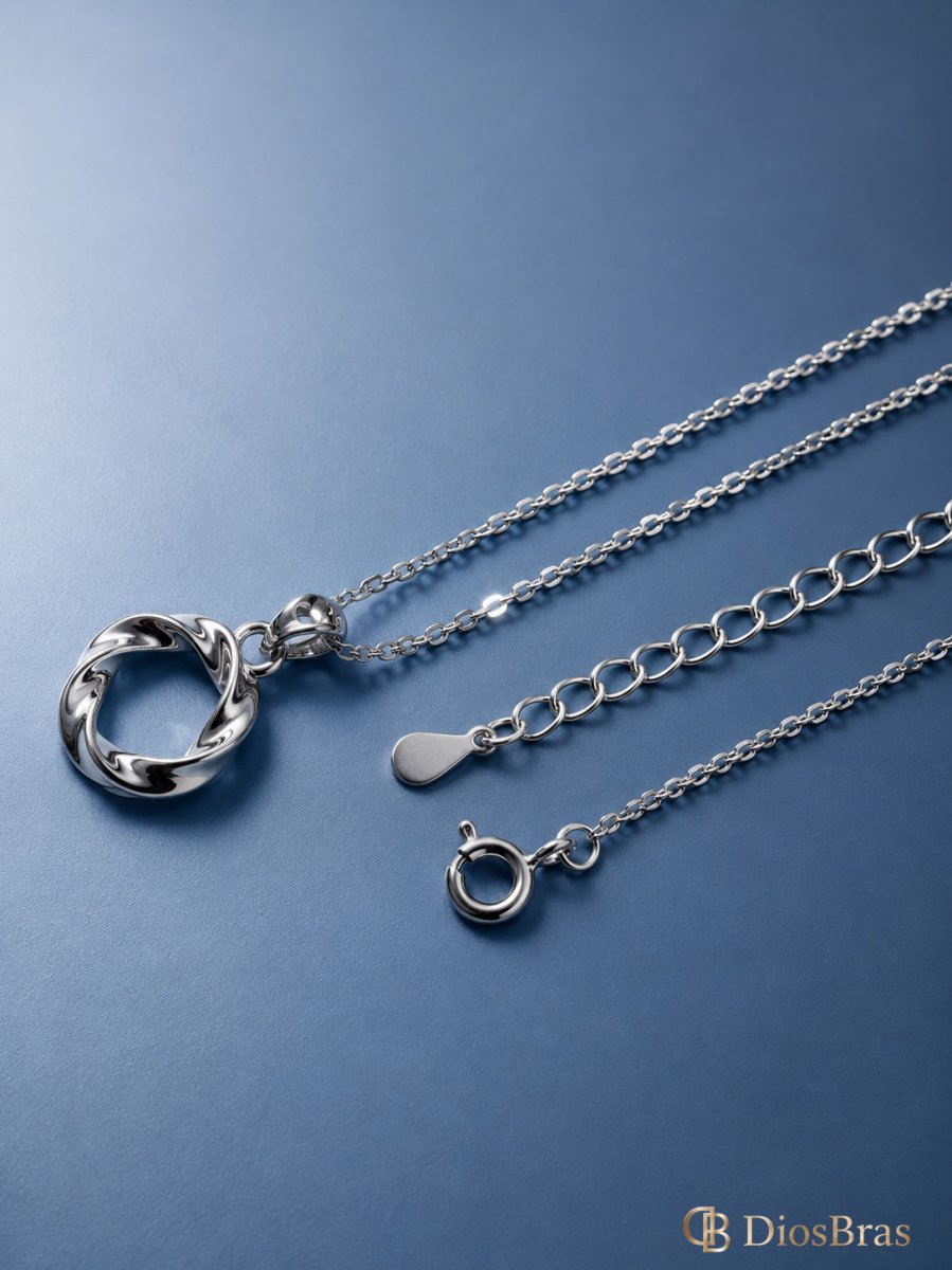 画像3: リング ペンダント サークル  ねじり ツイスト トップ リング ペンダント トップのみ サークル  シルバーネックレス トップ メンズ  　シルバーペンダント  クリスマス プレゼント 43cmチェーン (3)