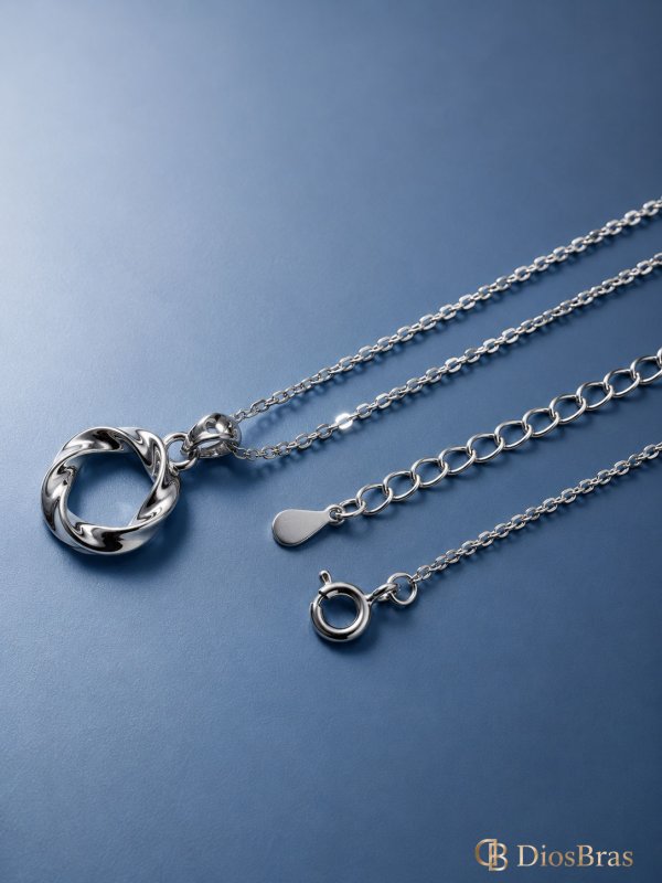 画像3: リング ペンダント サークル  ねじり ツイスト トップ リング ペンダント トップのみ サークル  シルバーネックレス トップ メンズ  　シルバーペンダント  クリスマス プレゼント 43cmチェーン