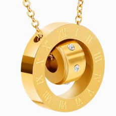 画像7: ローマ数字 ２連リング　ペンダント ジルコニア フープ ペンダント ステンレス ゴールド　シルバー トップ  ネックレス メイン ペンダントトップ マリア ネックレス メダイ ステンレスチェーンセット (7)