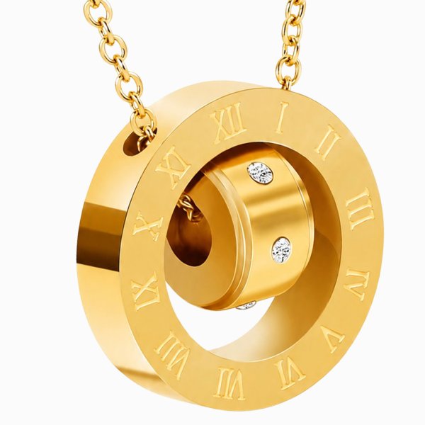 画像7: ローマ数字 ２連リング　ペンダント ジルコニア フープ ペンダント ステンレス ゴールド　シルバー トップ  ネックレス メイン ペンダントトップ マリア ネックレス メダイ ステンレスチェーンセット