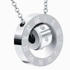 画像6: ローマ数字 ２連リング　ペンダント ジルコニア フープ ペンダント ステンレス ゴールド　シルバー トップ  ネックレス メイン ペンダントトップ マリア ネックレス メダイ ステンレスチェーンセット (6)