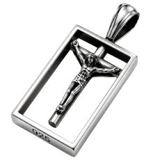 画像6: スクエア　クロス ペンダント トップ クロス　クリスチャン キリスト ペンダント トップ　額縁  シルバー９２５ ネックレス トップ メンズ ロザリオ [シルバーペンダント  クリスマス プレゼント (6)