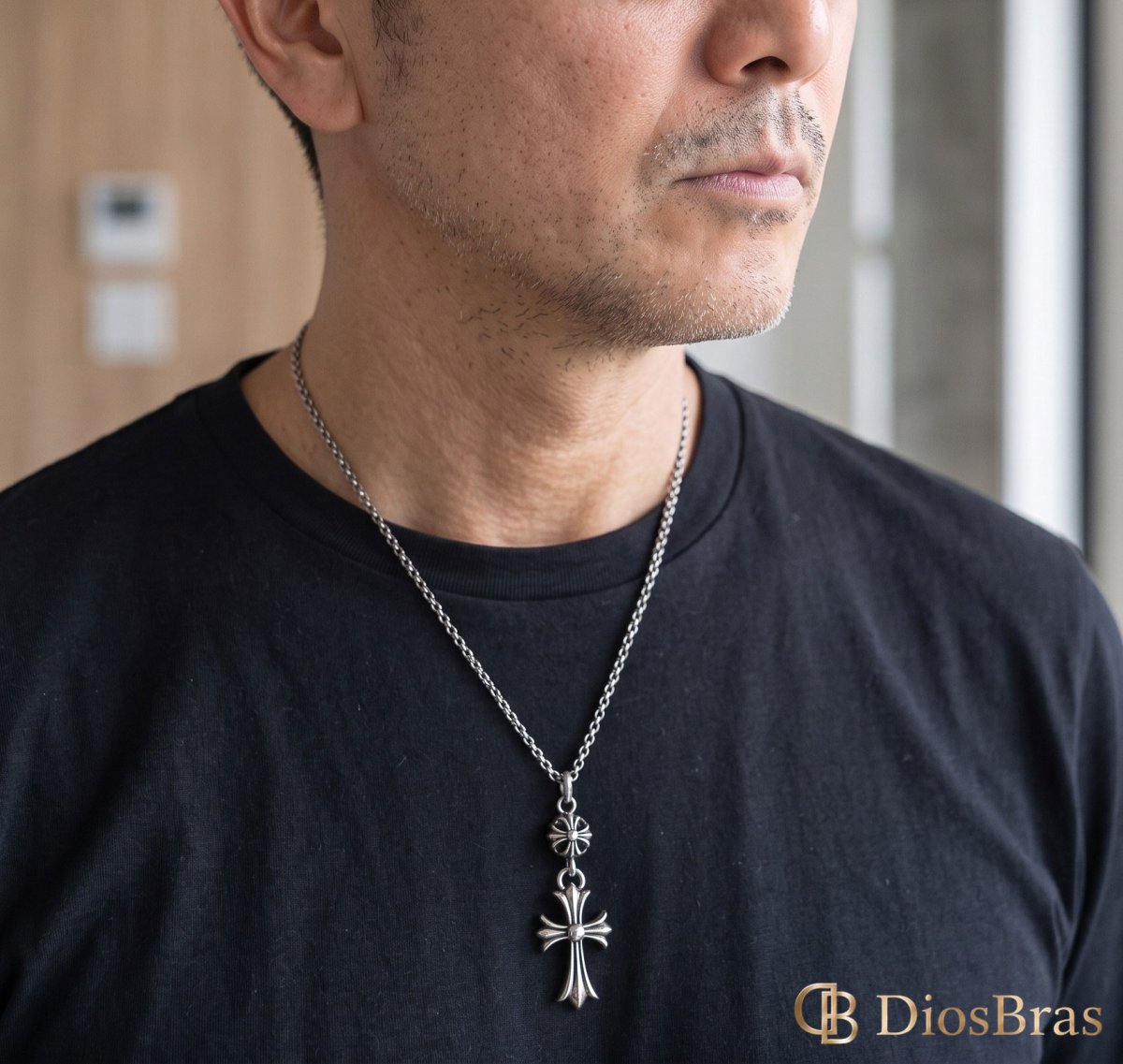 画像2: クロス ペンダント トップ ２連クロス クロスボール ペンダント トップ　 シルバー９２５ ネックレス トップ メンズ ロザリオ [シルバーペンダント  十字架 クリスマス プレゼント (2)