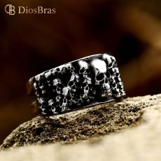 画像2: スカル ステンレス  リング  ステンレス  リング  シルバー 金属アレルギー対応 光沢 リング アクセサリー メンズ レディース (2)