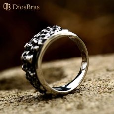 画像4: スカル ステンレス  リング  ステンレス  リング  シルバー 金属アレルギー対応 光沢 リング アクセサリー メンズ レディース (4)