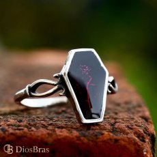 画像5: 棺桶型 薔薇 バラ ステンレス  リング スカル　ハード  シルバー 金属アレルギー対応 光沢 リング アクセサリー メンズ レディース (5)