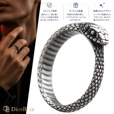 画像1: スネーク　蛇　ヘビ  ステンレス  リング  ステンレス  リング  シルバー 金属アレルギー対応 光沢 リング アクセサリー メンズ レディース (1)