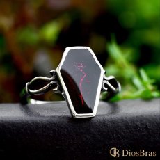 画像7: 棺桶型 薔薇 バラ ステンレス  リング スカル　ハード  シルバー 金属アレルギー対応 光沢 リング アクセサリー メンズ レディース (7)