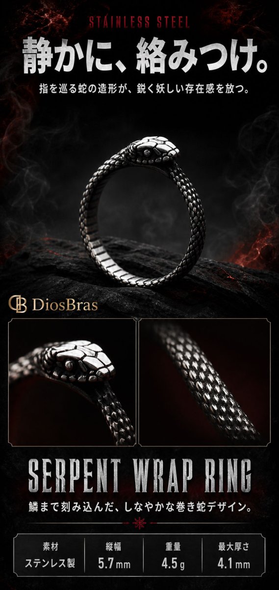 画像3: スネーク　蛇　ヘビ  ステンレス  リング  ステンレス  リング  シルバー 金属アレルギー対応 光沢 リング アクセサリー メンズ レディース (3)