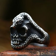 画像6: スカル スネーク　蛇 ステンレス  リング  ステンレス  リング  シルバー 金属アレルギー対応 光沢 リング アクセサリー メンズ レディース (6)