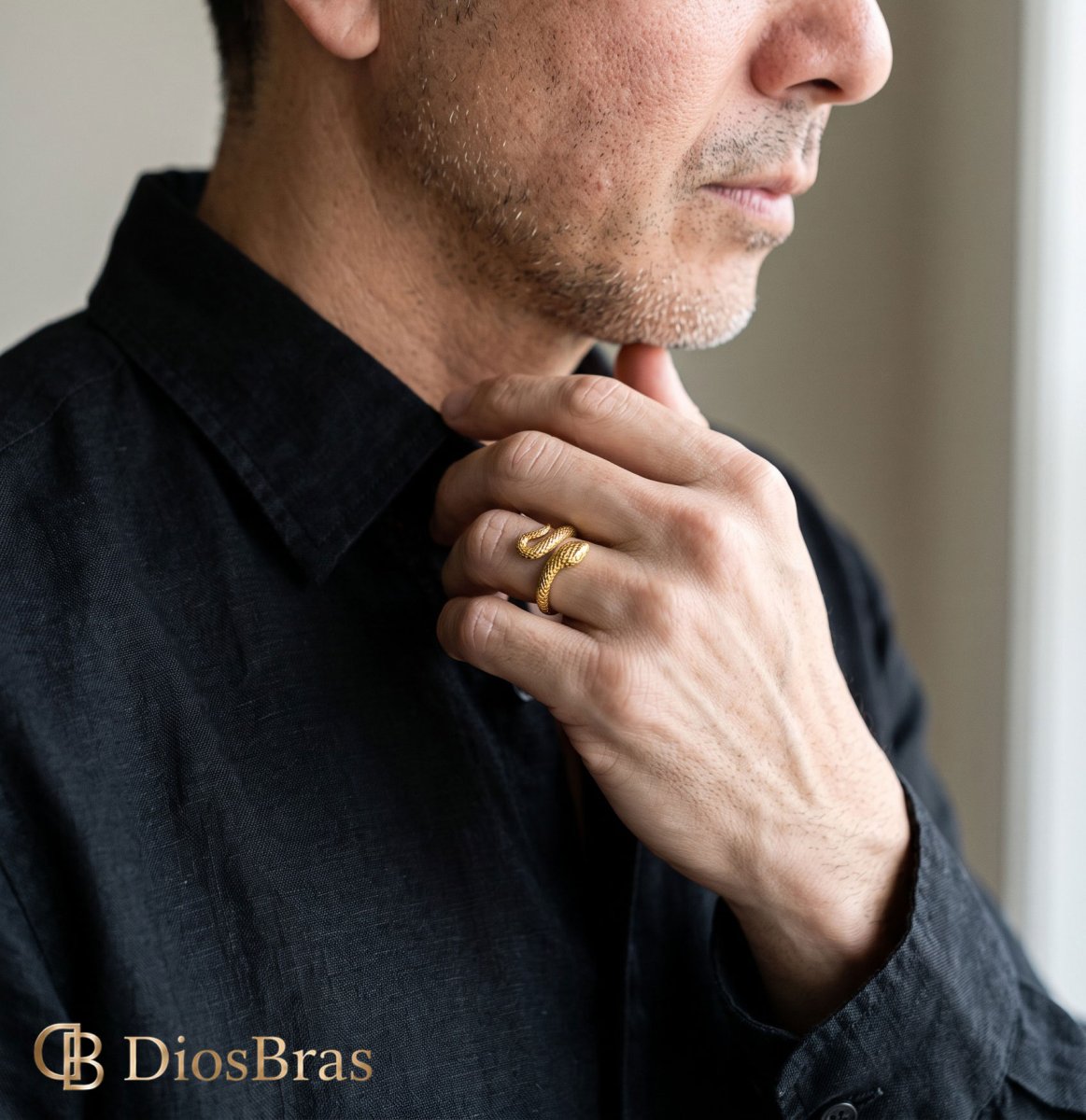 画像5: ステンレス スネーク 蛇 リング チェーン リング シルバー 金属アレルギー対応 光沢 ゴールド 金 リング アクセサリー メンズ レディースフリーサイズ（#23〜#13程度） (5)