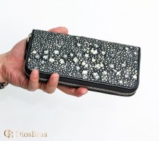 画像4: 財布 ラウンドファスナー スティングレイ メンズ レディース 本革 スティングレー スター エイ革 梅花皮 かいらぎ イバラエイ ウォレット ガルーシャ ラウンド ジッパー スタースティングレー レザーウォレット ロングウォレット  長財布 牛革 ハンドメイド (4)
