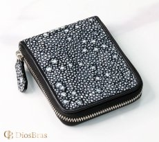 画像8: 財布 ラウンドファスナー スティングレイ メンズ レディース 本革 スティングレー スター エイ革 梅花皮 かいらぎ イバラエイ ウォレット ガルーシャ ラウンド ジッパー スタースティングレー レザーウォレット  バイカー ショート 二つ折り財布 牛革 ハンドメイド (8)