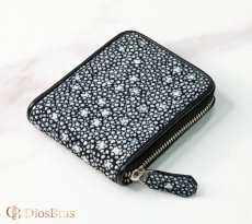 画像8: 財布 ラウンドファスナー スティングレイ メンズ レディース 本革 スティングレー スター エイ革 梅花皮 かいらぎ イバラエイ ウォレット ガルーシャ ラウンド ジッパー スタースティングレー レザーウォレット  バイカー ショート 二つ折り財布 牛革 ハンドメイド (8)