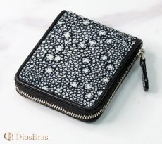 画像9: 財布 ラウンドファスナー スティングレイ メンズ レディース 本革 スティングレー スター エイ革 梅花皮 かいらぎ イバラエイ ウォレット ガルーシャ ラウンド ジッパー スタースティングレー レザーウォレット  バイカー ショート 二つ折り財布 牛革 ハンドメイド (9)