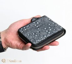 画像7: 財布 ラウンドファスナー スティングレイ メンズ レディース 本革 スティングレー スター エイ革 梅花皮 かいらぎ イバラエイ ウォレット ガルーシャ ラウンド ジッパー スタースティングレー レザーウォレット  バイカー ショート 二つ折り財布 牛革 ハンドメイド (7)