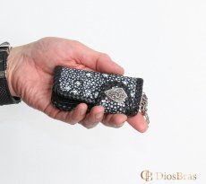 画像3: キーケース　４連　ガルーシャ　スティングレイ メンズ レディース 本革 スティングレー スター エイ革 梅花皮 かいらぎ イバラエイ ガルーシャ   スタースティングレー バイカー 牛革 ハンドメイド　コンチョ (3)