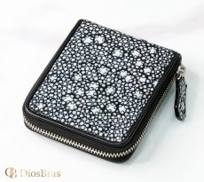 画像9: 財布 ラウンドファスナー スティングレイ メンズ レディース 本革 スティングレー スター エイ革 梅花皮 かいらぎ イバラエイ ウォレット ガルーシャ ラウンド ジッパー スタースティングレー レザーウォレット  バイカー ショート 二つ折り財布 牛革 ハンドメイド (9)