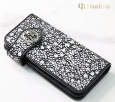 画像10: メンズ長財布 バイカーズウォレット イバラエイ レザーウォレット 本革 カットスティングレー スター エイ革 長財布 バイカーズウォレット シルバー９２５コンチョ 革財布 皮財布 ロングウォレット 天然皮革 梅花皮 かいらぎ メンズ 長財布 ガルーシャ (10)