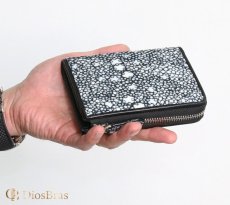 画像7: 財布 ラウンドファスナー  イバラエイ メンズ レディース 本革 スティングレイ エイ革 ハーフ ミドル ウォレット ガルーシャ ラウンド ジッパー スティングレー 財布 レザーウォレット ロングウォレット バイカー 長財布 牛革 紳士 婦人 ハンドメイド 梅花皮 かいらぎ 長財布 (7)