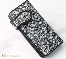 画像10: メンズ長財布 バイカーズウォレット イバラエイ レザーウォレット 本革 カットスティングレー スター エイ革 長財布 バイカーズウォレット シルバー９２５コンチョ 革財布 皮財布 ロングウォレット 天然皮革 梅花皮 かいらぎ メンズ 長財布 ガルーシャ (10)
