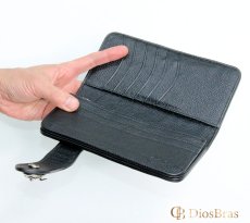 画像9: メンズ長財布 バイカーズウォレット イバラエイ レザーウォレット 本革 カットスティングレー スター エイ革 長財布 バイカーズウォレット シルバー９２５コンチョ 革財布 皮財布 ロングウォレット 天然皮革 梅花皮 かいらぎ メンズ 長財布 ガルーシャ (9)