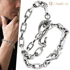 画像1: ブレスレット 馬蹄　ホースシュー アラベスク ブレスレット ダブルクリップ シルバー925 長あずき 小豆チェーン シルクリンク フック デザインチェーン アンカー チェーン ブレスレット シンプル　ロロマリーナ  ゴールド シルバーメンズ レディース 女性 金属アレルギー (1)