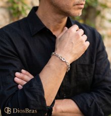 画像2: ブレスレット 馬蹄　ホースシュー アラベスク ブレスレット ダブルクリップ シルバー925 長あずき 小豆チェーン シルクリンク フック デザインチェーン アンカー チェーン ブレスレット シンプル　ロロマリーナ  ゴールド シルバーメンズ レディース 女性 金属アレルギー (2)
