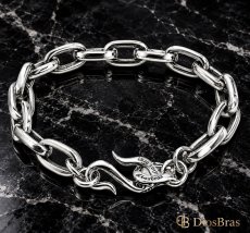 画像6: ブレスレット 馬蹄　ホースシュー アラベスク ブレスレット ダブルクリップ シルバー925 長あずき 小豆チェーン シルクリンク フック デザインチェーン アンカー チェーン ブレスレット シンプル　ロロマリーナ  ゴールド シルバーメンズ レディース 女性 金属アレルギー (6)