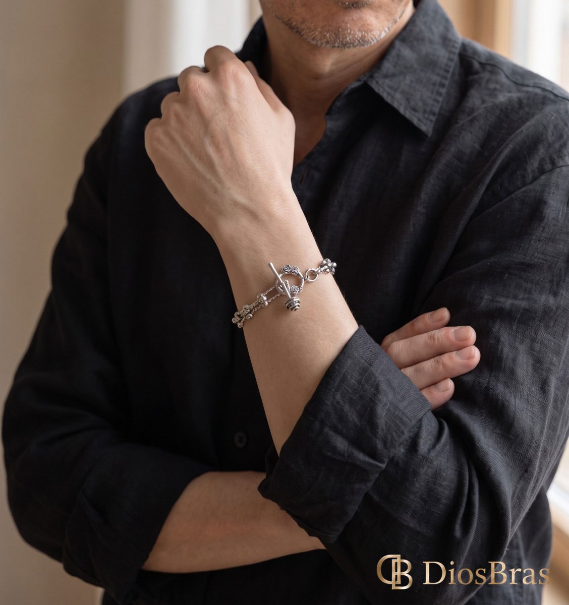 画像7: 薔薇　ローズリンク 馬蹄 Uリンク カット カッティング ブリリアントカット ブレスレット ダブルクリップ シルバー925 ステンレス シルクリンク フック デザインチェーン アンカー チェーン シンプル マリーナ マリン ゴールド シルバーメンズ レディース 金属アレルギー対応 (7)