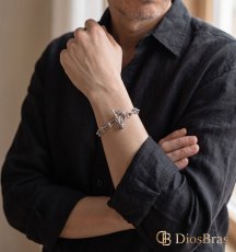 画像7: 薔薇　ローズリンク 馬蹄 Uリンク カット カッティング ブリリアントカット ブレスレット ダブルクリップ シルバー925 ステンレス シルクリンク フック デザインチェーン アンカー チェーン シンプル マリーナ マリン ゴールド シルバーメンズ レディース 金属アレルギー対応 (7)