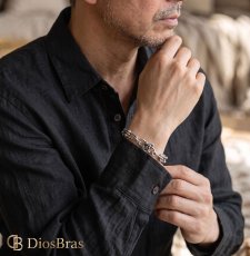 画像2: 薔薇　ローズリンク 馬蹄 Uリンク カット カッティング ブリリアントカット ブレスレット ダブルクリップ シルバー925 ステンレス シルクリンク フック デザインチェーン アンカー チェーン シンプル マリーナ マリン ゴールド シルバーメンズ レディース 金属アレルギー対応 (2)