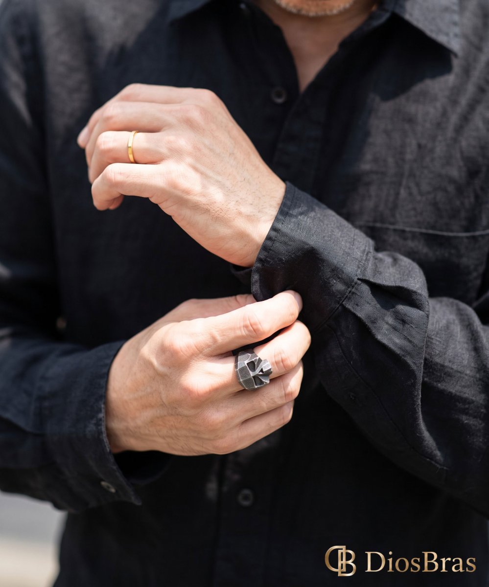 画像2: スカル ステンレス  リング 燻し スカルヘッド  リング  シルバー 金属アレルギー対応 リング アクセサリー メンズ レディース (2)