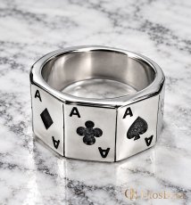 画像5: トランプ リング メンズ 指輪 ステンレス エース リング  鏡面 ボリューム 重厚感 メンズ 指輪 メンズ アクセサリー シルバーリング シルバーアクセサリー メンズ (5)