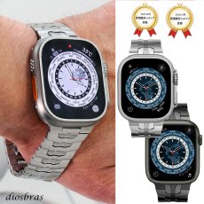 画像1: アップルウォッチ ステンレス バンド  ベルト apple watch 49mm 44mm/45mm/46mm/42mm ULTRA ウルトラ バンド ベルト バンド 高級  RUBBER おしゃれ バタフライバックル プッシュ式バックル ブラック／チタニウム メンズ  スポーツ   6 /7/8/ULTRA/SE (1)