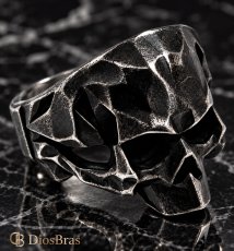 画像5: スカル ステンレス  リング 燻し スカルヘッド シルバー 金属アレルギー対応 アクセサリー メンズ レディース (5)
