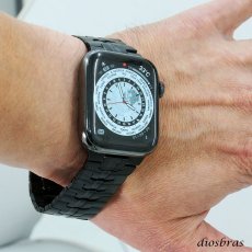 画像8: アップルウォッチ ステンレス バンド  ベルト apple watch 49mm 44mm/45mm/46mm/42mm ULTRA ウルトラ バンド ベルト バンド 高級  RUBBER おしゃれ バタフライバックル プッシュ式バックル ブラック／チタニウム メンズ  スポーツ   6 /7/8/ULTRA/SE (8)
