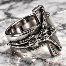 画像5: クロス キリスト クリスチャン ステンレス リング 燻し 十字架 シルバー 金属アレルギー対応 アクセサリー メンズ レディース (5)