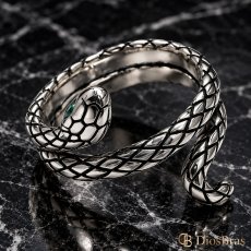 画像5: ステンレス スネーク 蛇 リング シルバー グリーンジルコニア 金属アレルギー対応 光沢 アクセサリー メンズ レディース (5)