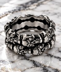 画像5: スカル ステンレス  リング 燻し スカルヘッド ジルコニア シルバー 金属アレルギー対応 アクセサリー メンズ レディース (5)