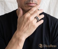 画像2: スカル ステンレス  リング 燻し スカルヘッド ジルコニア シルバー 金属アレルギー対応 アクセサリー メンズ レディース (2)