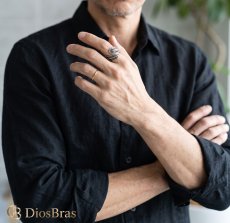 画像2: ステンレス フェザー 羽根 クロス 十字架 ネイティブ リング シルバー 金属アレルギー対応 光沢 アクセサリー メンズ レディース (2)