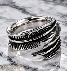 画像4: ステンレス フェザー 羽根 ネイティブ リング シルバー 金属アレルギー対応 光沢 アクセサリー メンズ レディース (4)