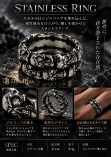 画像3: スカル ステンレス  リング 燻し スカルヘッド ジルコニア シルバー 金属アレルギー対応 アクセサリー メンズ レディース (3)