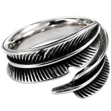 画像5: ステンレス フェザー 羽根 ネイティブ リング シルバー 金属アレルギー対応 光沢 アクセサリー メンズ レディース (5)