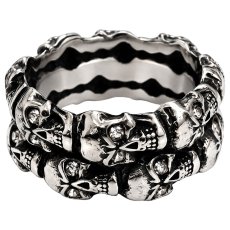 画像6: スカル ステンレス  リング 燻し スカルヘッド ジルコニア シルバー 金属アレルギー対応 アクセサリー メンズ レディース (6)