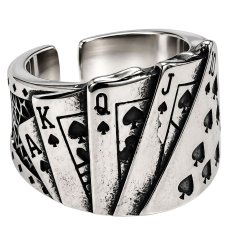 画像6: トランプ リング メンズ 指輪 ステンレス エース リング  鏡面 ボリューム 重厚感 メンズ 指輪 メンズ アクセサリー シルバーリング シルバーアクセサリー メンズ (6)