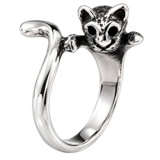 画像6: ステンレス リング 猫　ネコ キャット リング 巻き付き　寄り添い シルバー 金属アレルギー対応 光沢 アクセサリー メンズ レディース (6)
